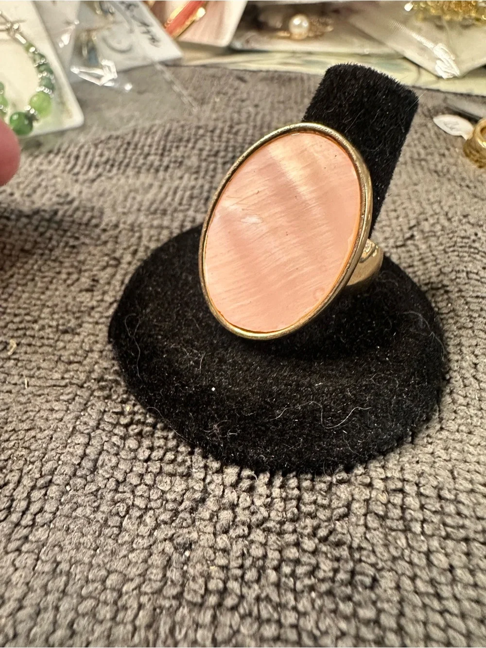 Elegant Pink Oval Statement Ring - Womens Jewelry size 7